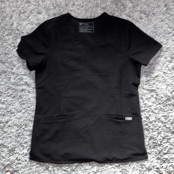 Figs Tops - FIGS Black Two Pocket Scrub Top Size Small